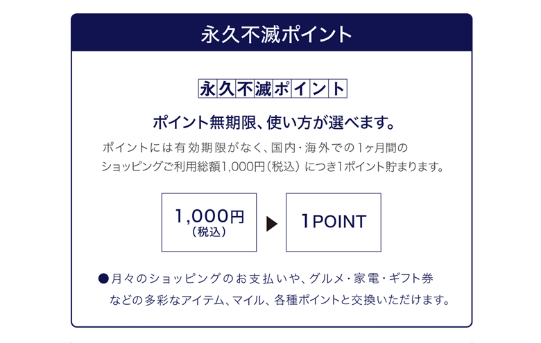 永久不滅ポイントはポイント無期限、使い方が選べます。