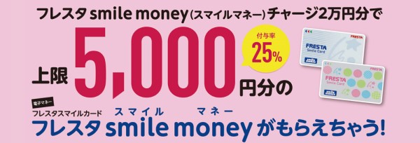 フレスタ スマイルマネー マイナポイントの申込み、開始日、特典、還元率、事前登録、特設サイトなどについて